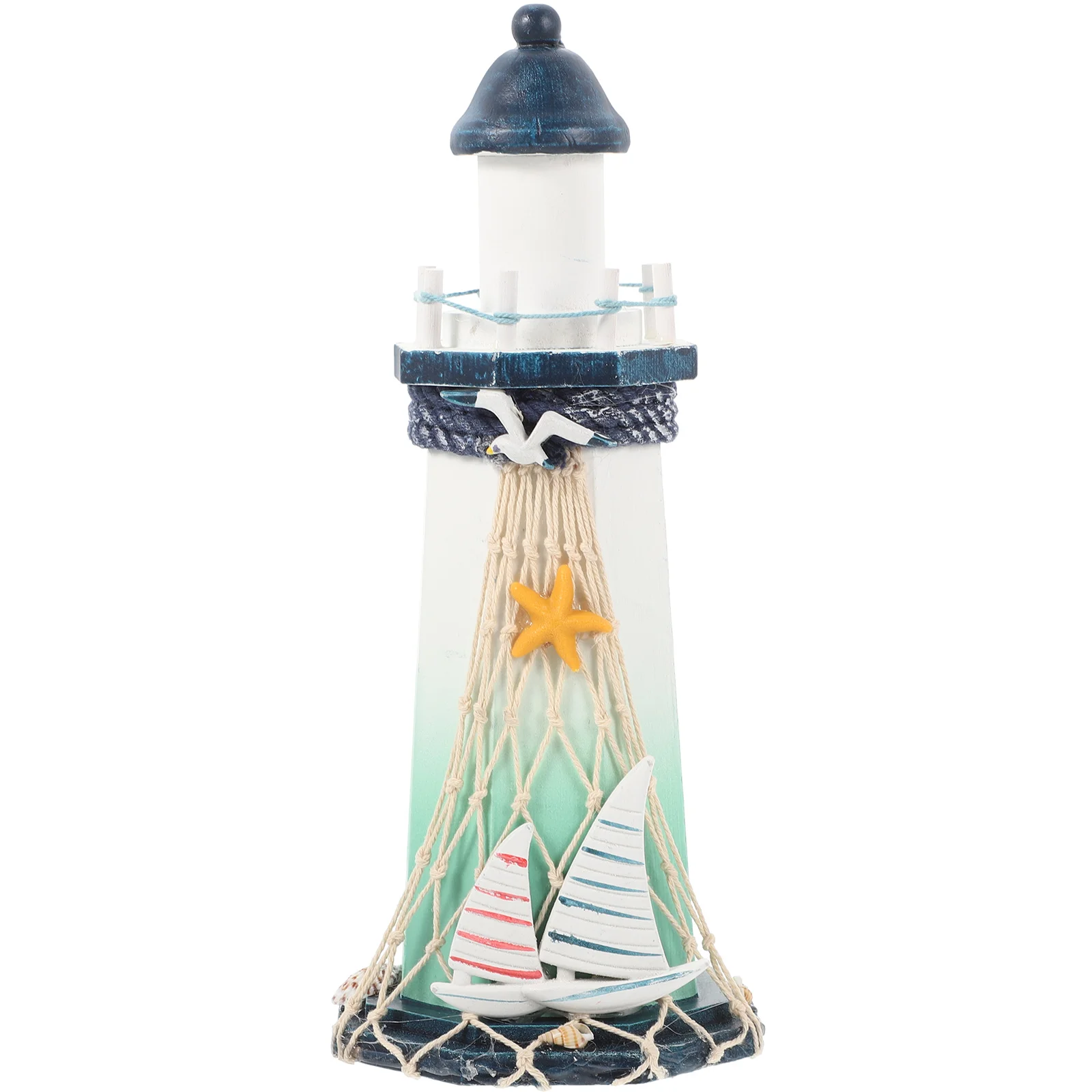 

Lighthouse Ornaments Desktop Garden Decor Wood Model Mediterranean Figurines Adornment