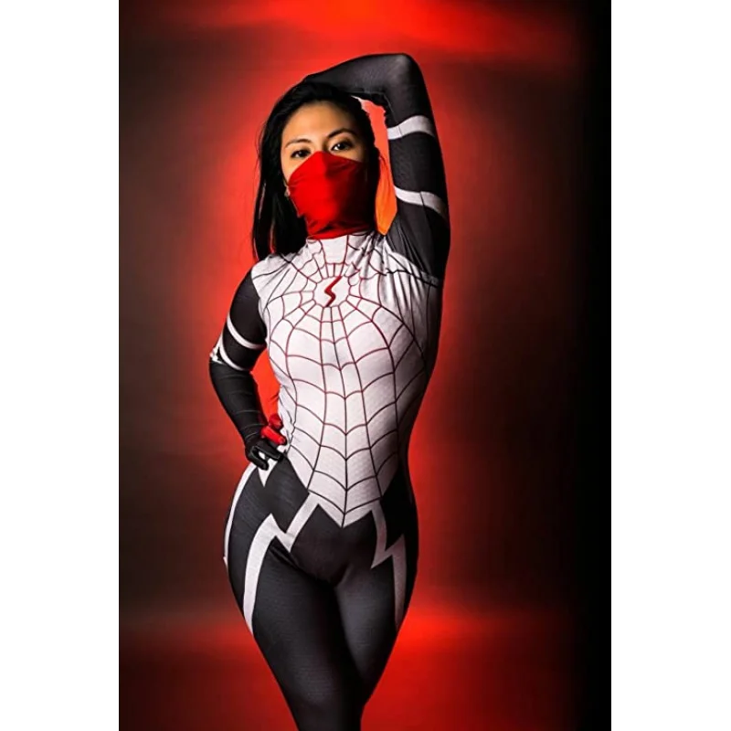 

Women Cindy Moon Silk Spiderman Cosplay Costume Adults Kids Girls Women Superhero Zentai Halloween Bodysuit Party Jumpsuit