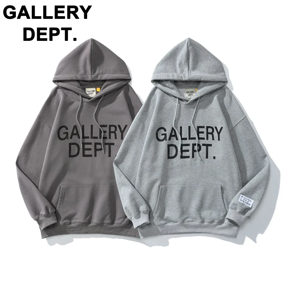 

Новинка, модная уличная одежда GALLERY Dept на весну и осень, Повседневная винтажная Толстовка с длинным рукавом и надписью в стиле ольччан, мужская и женская тёмная толстовка с капюшоном