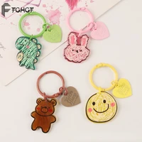kawaii girl cartoon smiley bear keychain cute pendant letter heart shaped metal listing student couple bag decoration jewelry