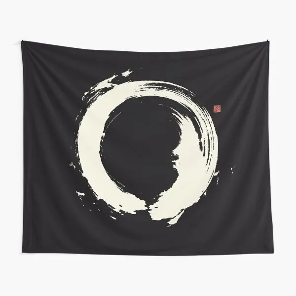 

Black Enso Japanese Zen Circle Tapestry Mat Blanket Yoga Hanging Beautiful Decor Living Bedroom Home Decoration Art Towel Wall