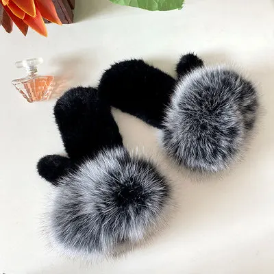 Real fox Fur The latest super-elastic imported mink gloves warm winter female mink knit gloves cute mittens