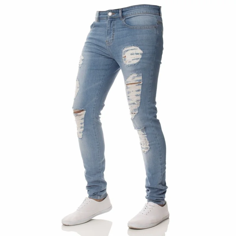 Men's Jeans Fashion Casual Personality Ripped Slim Skinny Jeans Handsome All-match Trousers