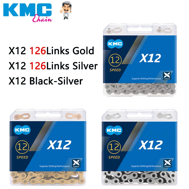 Цепи для горного велосипеда KMC X12 Золотая/серебряная цепь на 12 Скоростей 126