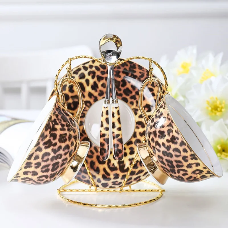 Кофейная чашка с леопардовым принтом в стиле ретро европейский набор чашек для