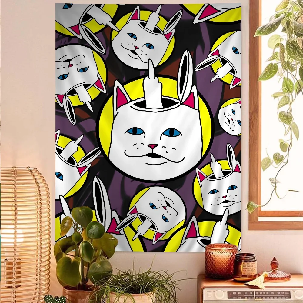Милый кот-RIPNDIPS Гобелен С Дизайном Пальцев Художественный Научно-фантастический