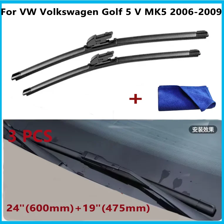 

Передняя щетка стеклоочистителя автомобиля для VW Volkswagen Golf 5 V MK5 2006-2009, мытье лобового стекла 24 "+ 19" с левым рулем и правым рулем