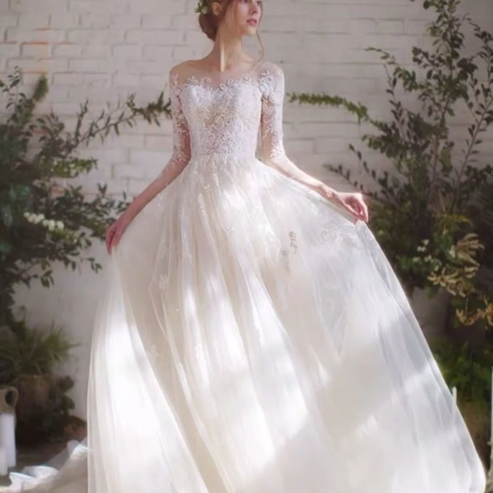

Spot Goods Gorgeous A-line Wedding Dresses Delicate Lace Embroidery Bridal Wedding Robe Sweetheart Backless Vestidos De Boda