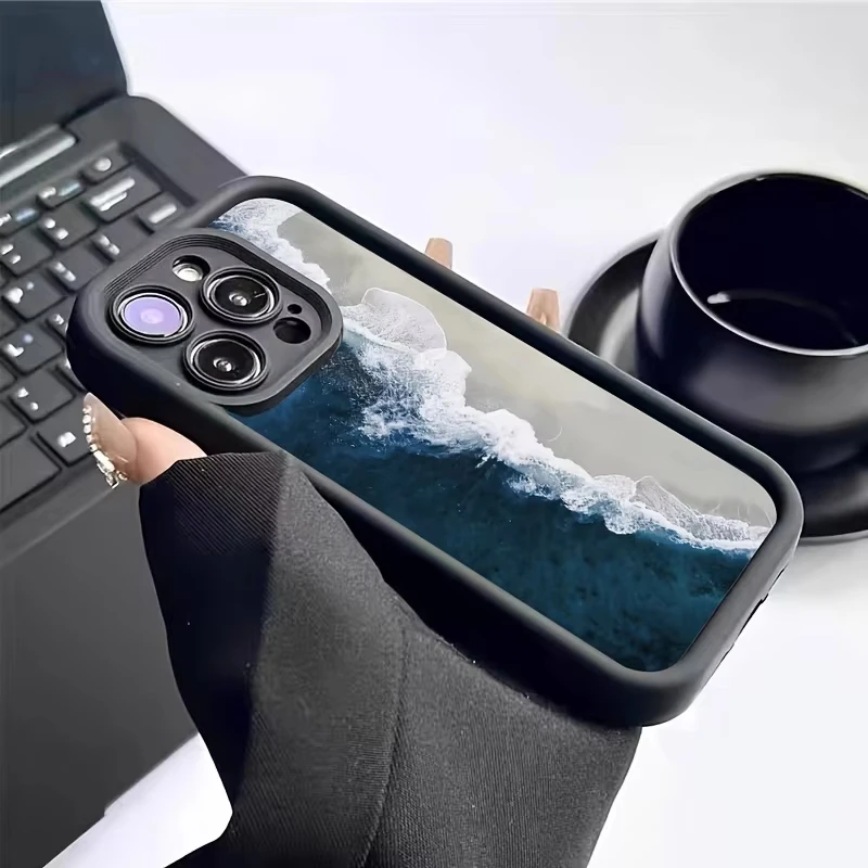 Чехол для телефона с дизайном «Океанская волна» для iPhone 17 16 15 14 13 12 11 Pro Max, противоударный, из мягкого ТПУ, с защитой от падений (art.: 3920da1ccfeb9) - 3920da1ccfeb9
