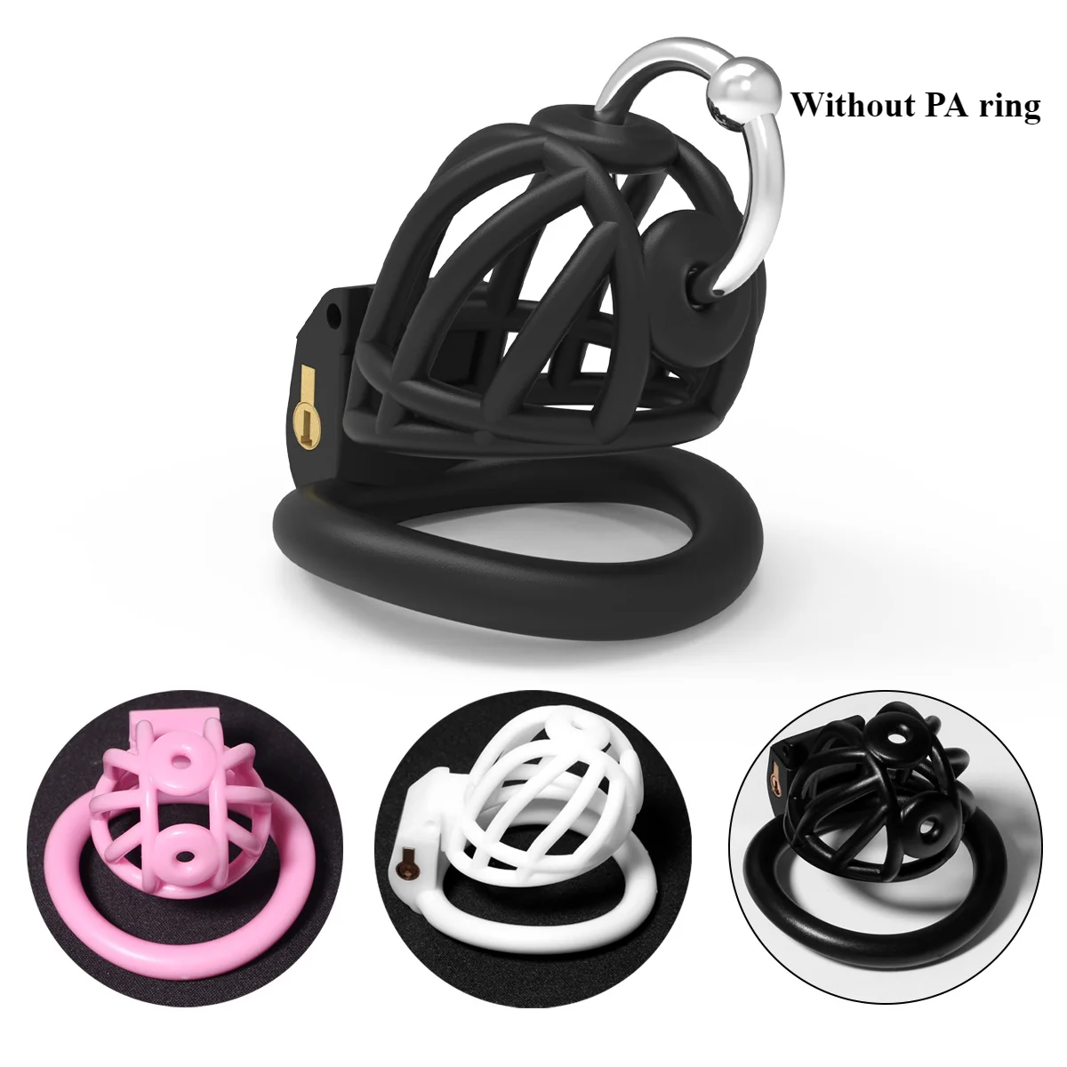 Клетка целомудрия из АБС-пластика с 4-размерным кольцом для пениса воздержание