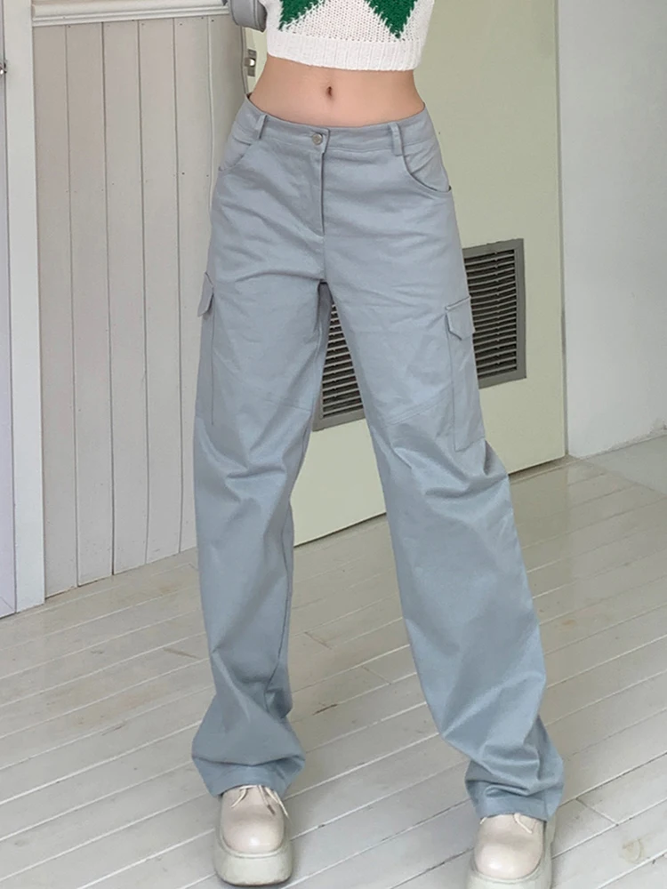 

Брюки-карго Женские повседневные, свободные прямые широкие штаны в американском ретро стиле, модная одежда, осень 2022