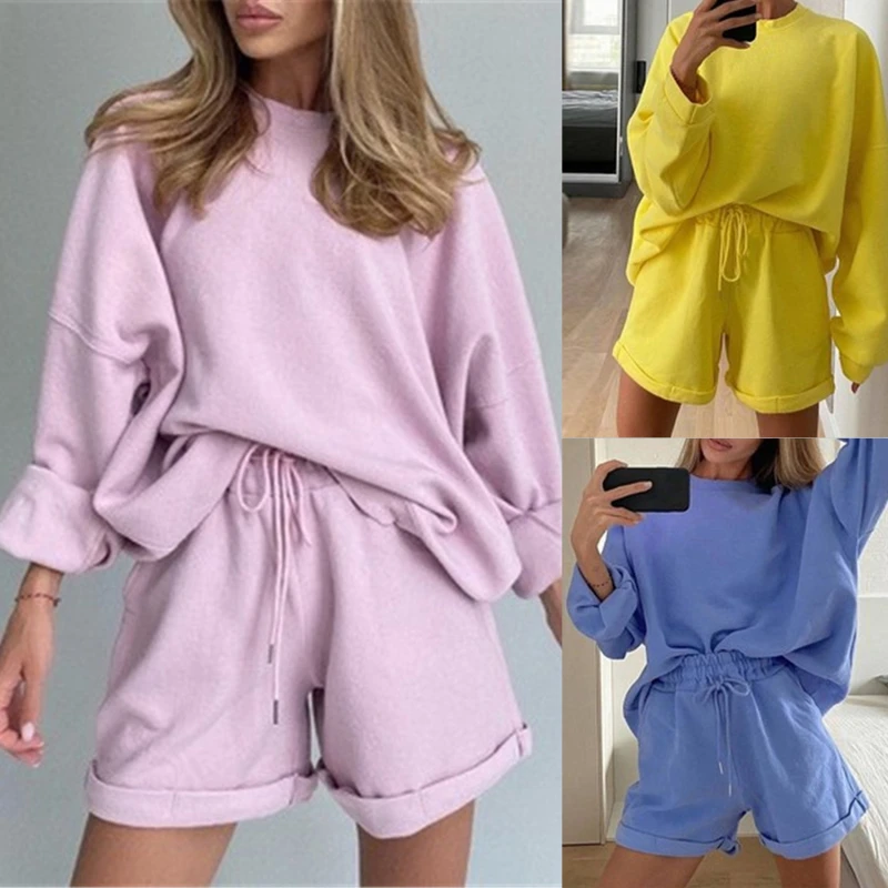 

Casual T Shirts Sets Women Summer Short Sleeve Top Shorts Suit Soft Comfortable and Simple Female Two Piece Set Casual Outfit