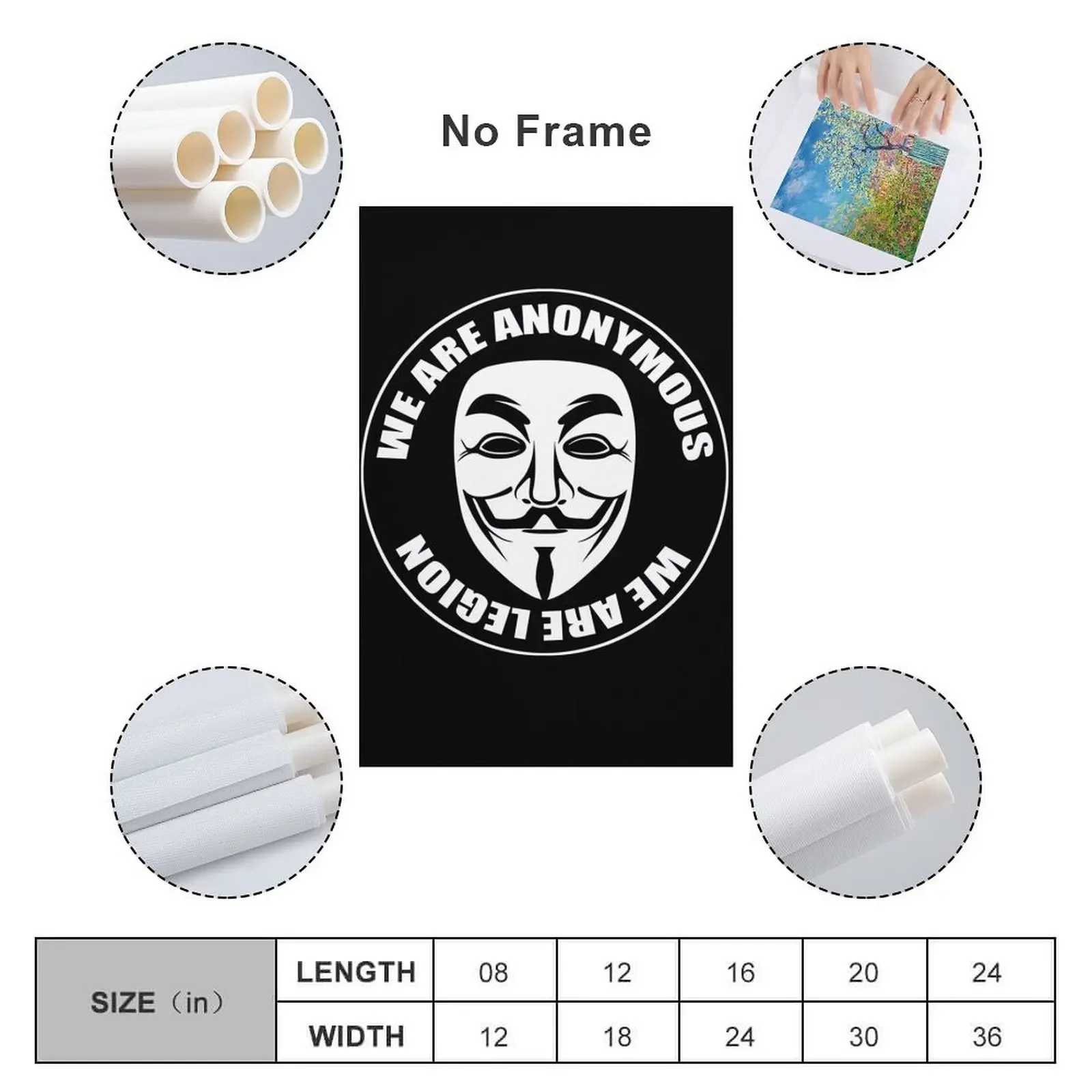 Мы анонимнимные - легиона Маска Гая Фокса Логотип Холст Картина Настенные