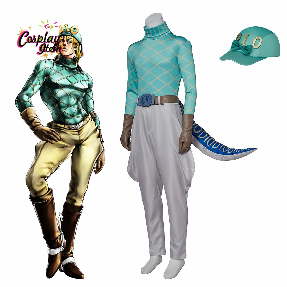 

Anime JoJo's Bizarre Adventure Eyes of Heaven Dio Diego Brando Cosplay Costume with Tail Halloween Carnival Role Play Outfit