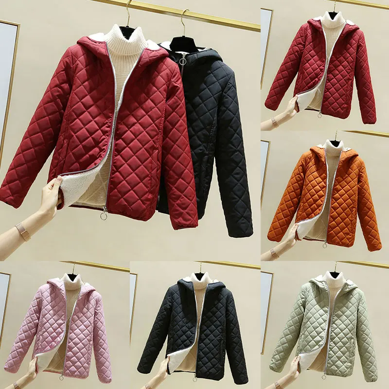 

Модное Новое клетчатое хлопковое пальто 2022, женские толстые пальто из хлопка, зимняя женская одежда, куртка с воротником-стойкой, пальто для женщин