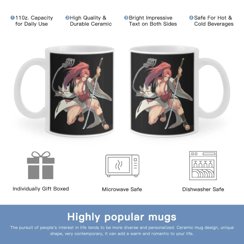 Кофе-чашки с головокружевным аниме принтом Guilty Gear Baiken бесплатная доставка