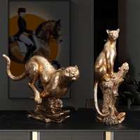 american style extra large leopard golden leopard home decoration office home living room tv cabinet crafts gifts