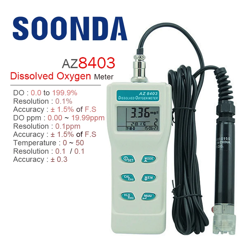 0.0-199.9% Split Probe Dissolved  Oxygen Meter 0.00-19.99 PPM Dissolved Oxygen Analyzer Aquarium Oxygen Density Oxygen Generator