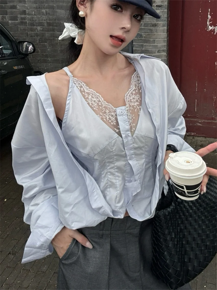 Рубашка Alien Kitty Женская кружевная Элегантная Модная приталенная блузка с длинным