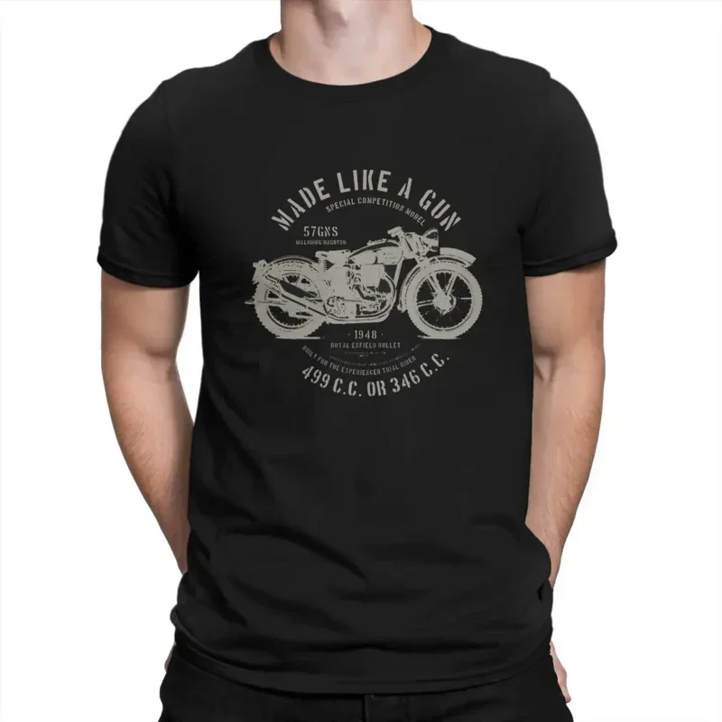 Royal Enfields ɻullet' 1948 T-Shirt Men One of British Retro Motorcycles Fun Pure Cotton Tees Round Neck Short Sleeve T Shirts