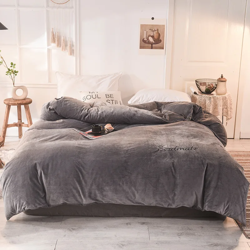 

Flannel Quilt Cover set Winter Warm Plush Shaggy Fleece Blanket for Children Adult Thicken super king size Velvet Duvet Cover