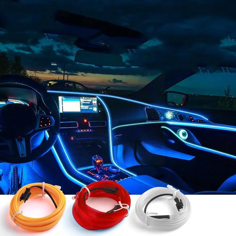 

1M/2M/3M/5M Car Interior Led Decorative Lamp EL Wiring Neon Strip For Auto DIY Flexible Ambient Light USB Party Atmosphere A9G9