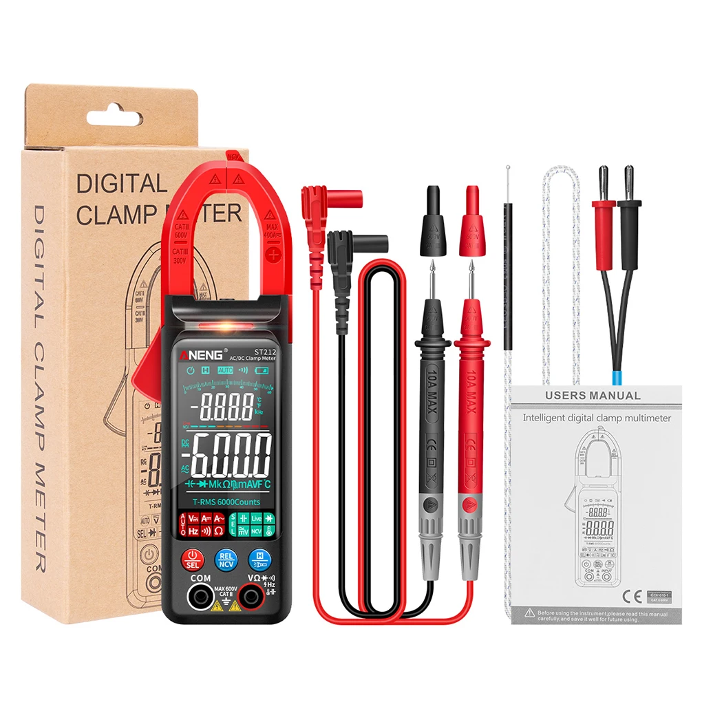 

ANENG ST212 Clamp Multimeter Digital Display Tester Capacitance Detector Auto-ranging Professional Meter Black