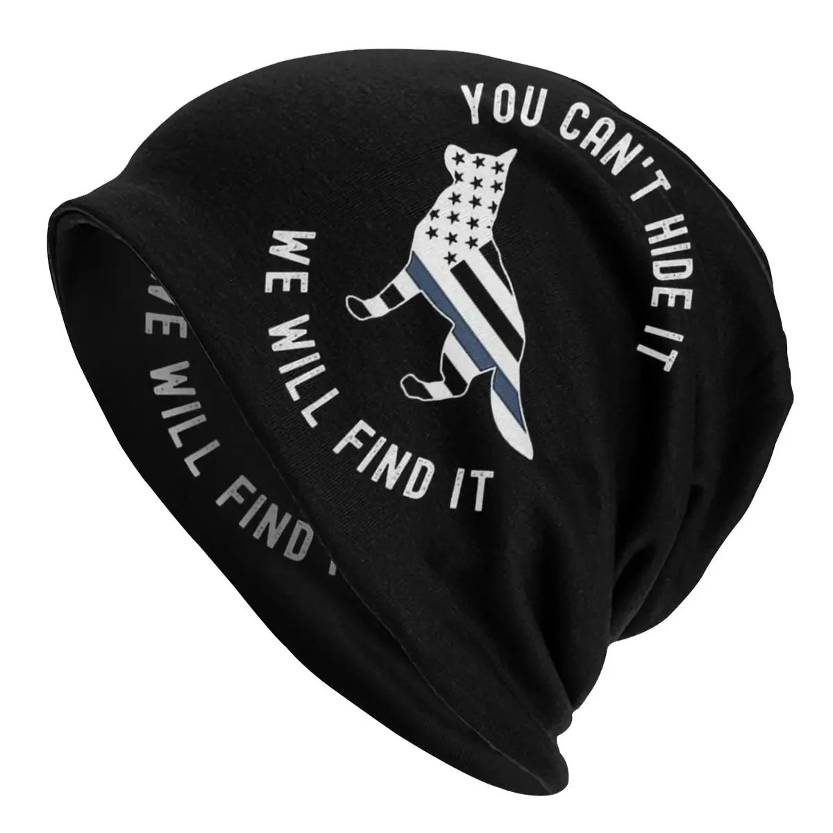 Шапка-бини для мужчин и женщин Вязаная из тонкой синей ткани в стиле полиция