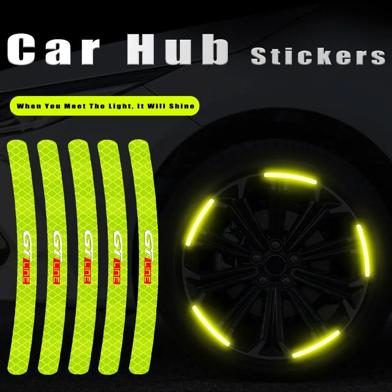 

20pcs High Reflective Stripe Tape Motorcycle Auto bicycle Wheel Hub Sticker For KIA GT Line Logo Luminous Universal Stickers