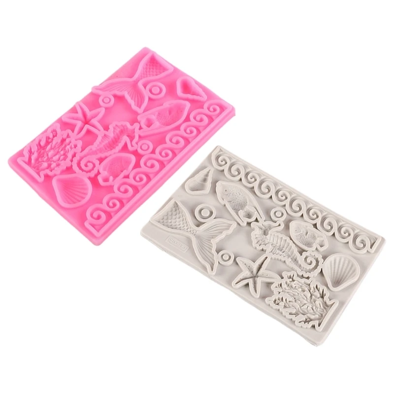 

831B Мультяшные морские животные Форма помадки форма ракушка-Русалка-торт-Декор силиконовая форма формы для шоколада конфет Сделай Сам Инструменты для выпечки