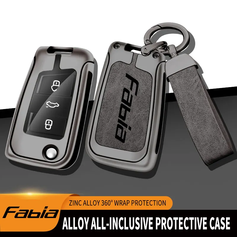 

Zinc Alloy Car Remote Key Case For Skoda Fabia MK 1 2 3 Remote Control Protector For Škoda Fabia Car Key Holder Car Accessories