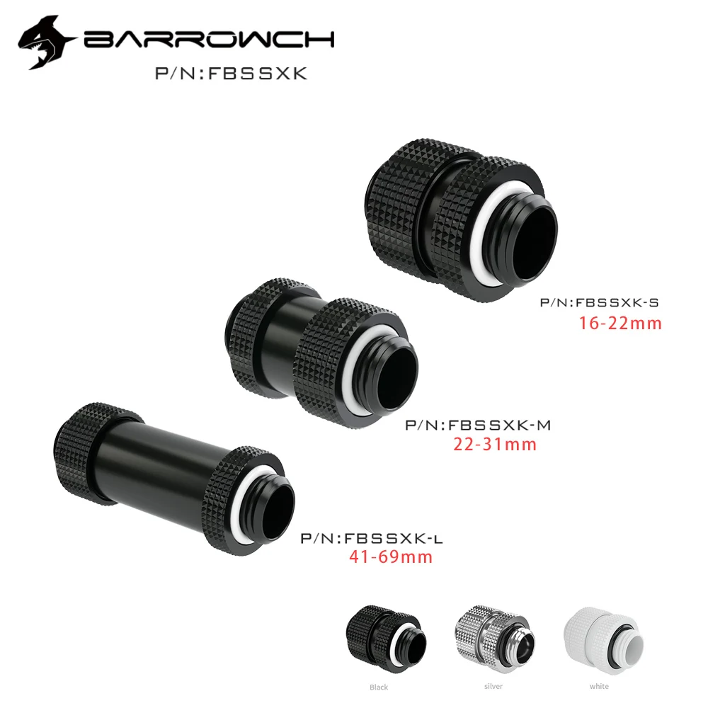 Фото Система водяного охлаждения Barrowch FBSSXK, расширители с двумя штекерами G1/4 дюйма, белые, черные, серебристые, для ПК №1