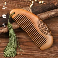 thickened boutique old peach wood comb carved comb electrostatic hair loss hairdressing comb double sided comb wooden comb