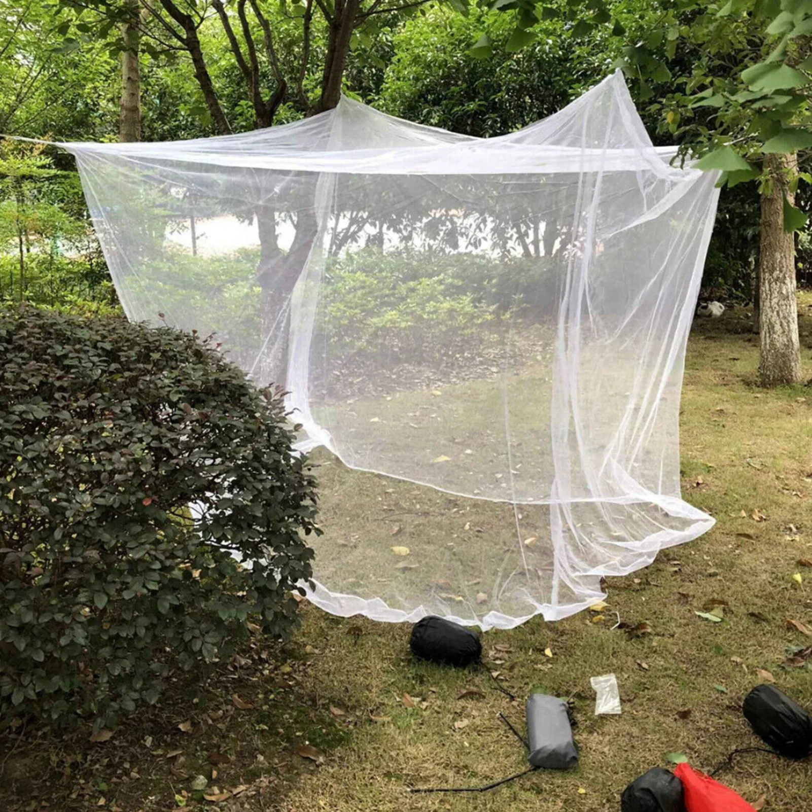 

Outdoor Insect Tent Anti Mosquito Net Simple 4 Corner Square Roof Hanging Large Canopy Tent Bed Curtain With Portable Case