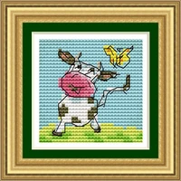 ktn012 stich cross stitch kits craft packages cartoon cow counted not printed needlework embroidery cross stitching painting