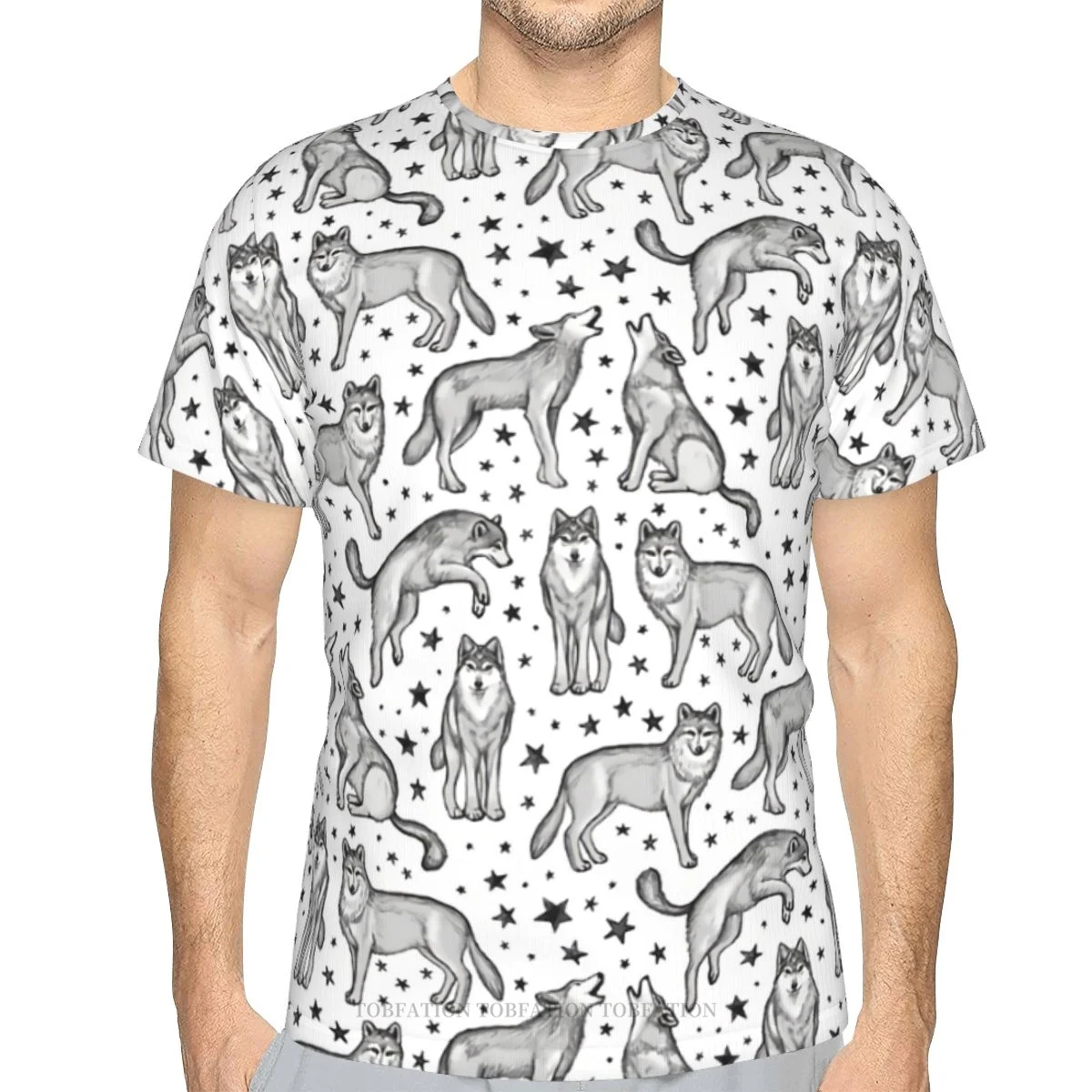 

Футболка мужская быстросохнущая из полиэстера, с 3D принтом волка и звезды