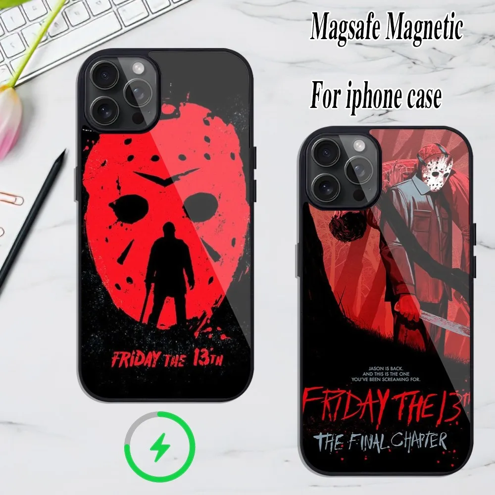 Чехол для телефона F-Sunday 13-го J-Jason V-вурхеса iPhone Magesafe Magnetic 12 13 15 11 Mini 14 Max Pro Plus