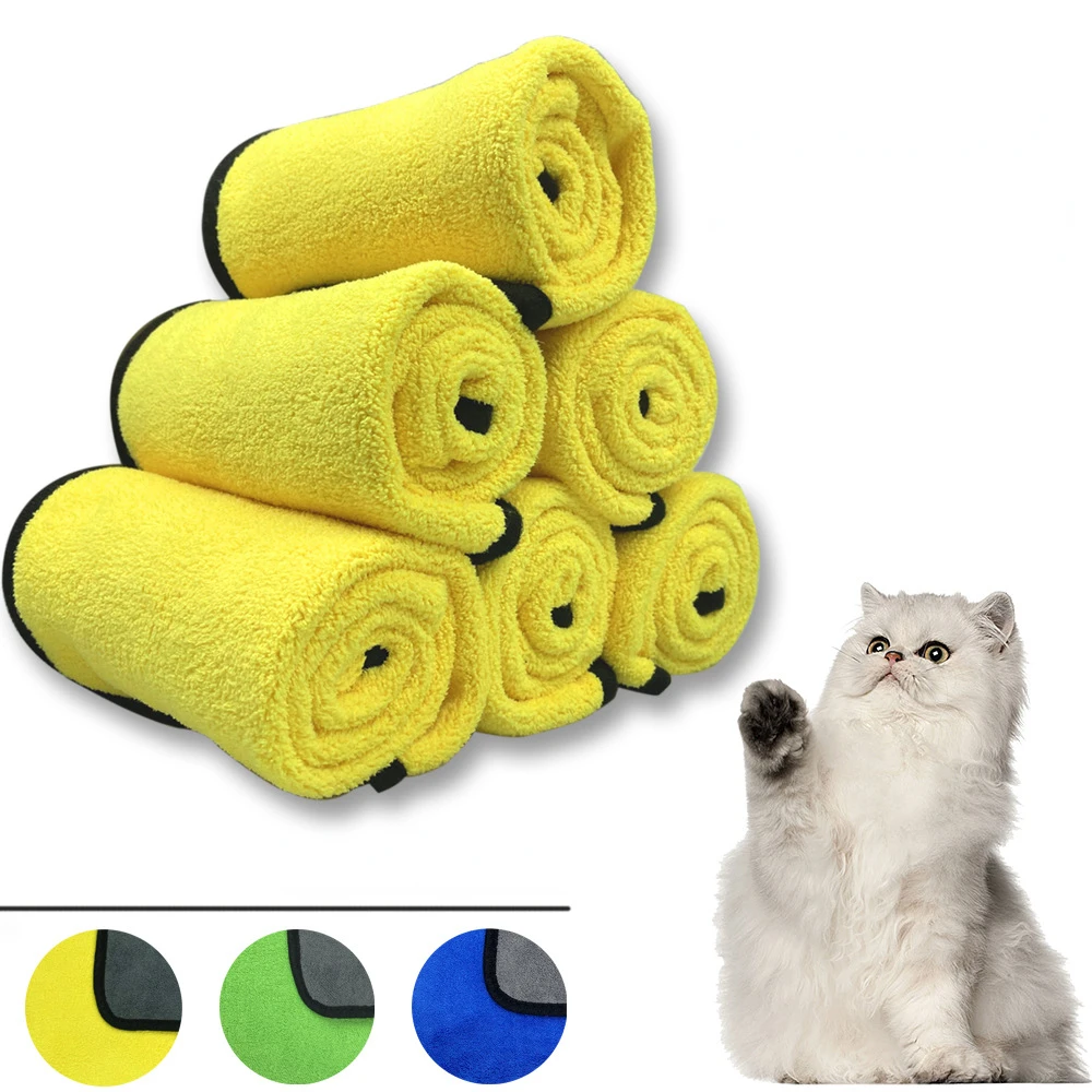Quick-drying Pet Dog and Cat Towels Soft Fiber Towels Water-absorbent Bath Towel Convenient Pet Shop Cleaning Towel Pet Supplies