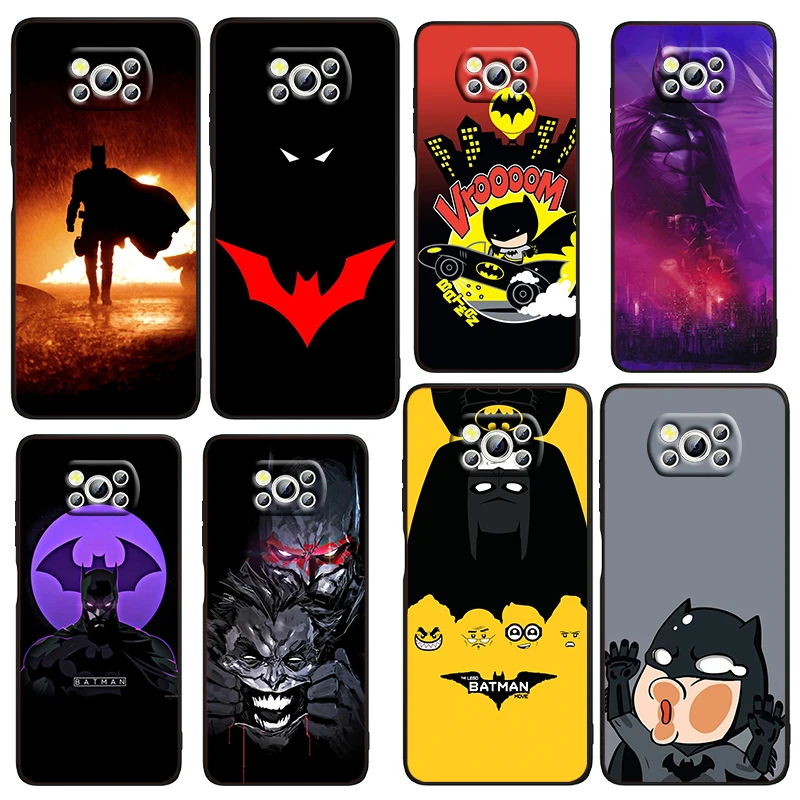 

Phone Case For Xiaomi Mi Poco X4 X3 NFC F4 F3 GT M5 M5s M4 M3 Pro C40 C3 5G Funda Cartoon Cool Batman Heroes Black Soft Cover