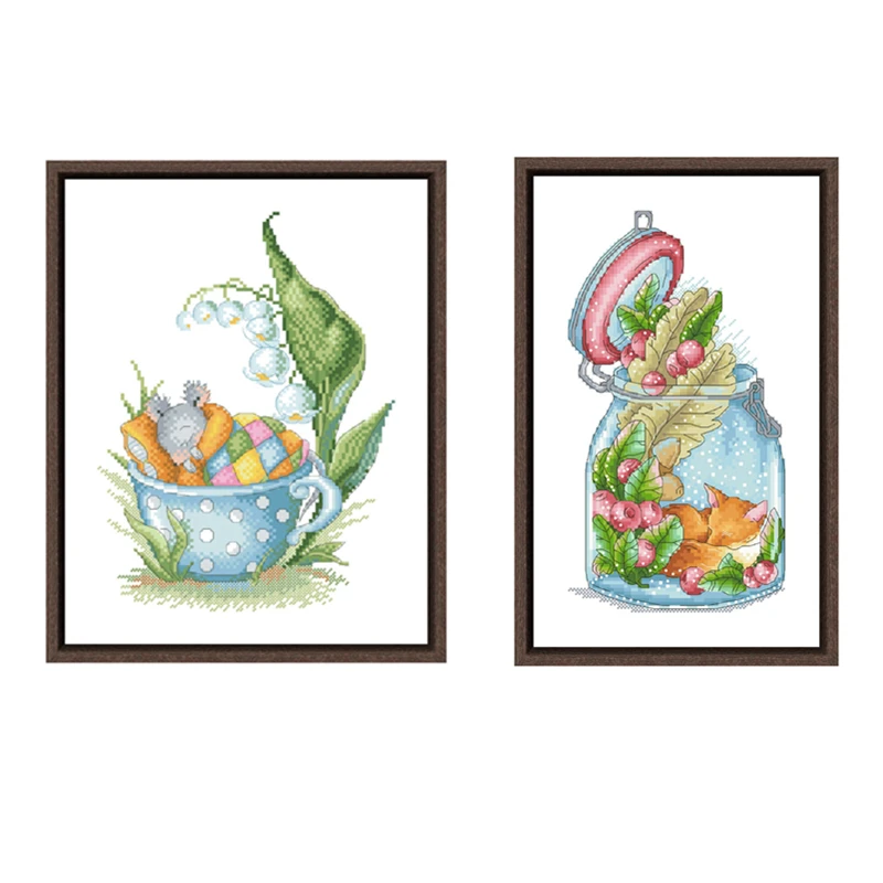 

Набор для вышивки крестиком «Сон в чашке», мультяшный moiuse fox 18 карат 14 карат 11 карат, ткань, хлопковая нить, вышивка «сделай сам», рукоделие