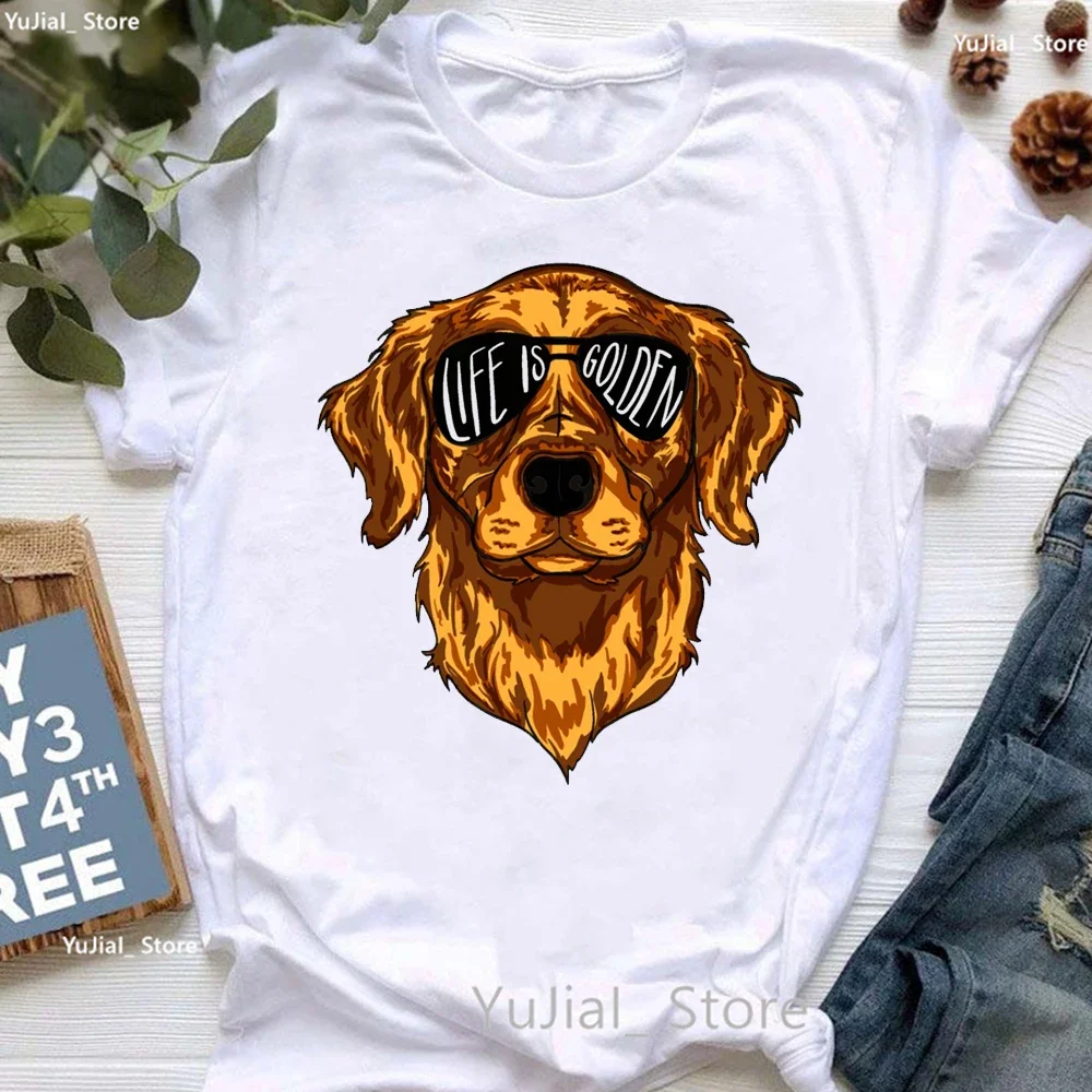 

Golden Retriever Hunting Dogs Animal Print T Shirt For Girls Australian Shepherd Dog With Flower Tshirt Women Harajuku Shirt