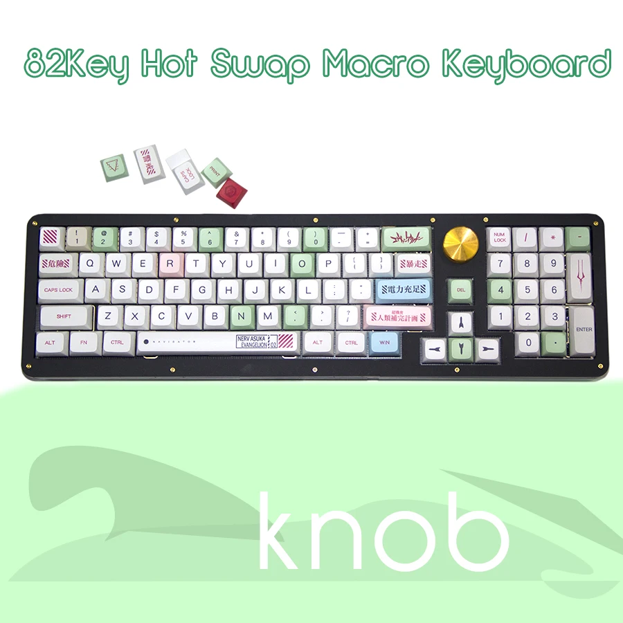 Hot swap socket 82 Key +1 Knob keyboard Programming Keypad with Keycap Full size Gateron Switch Black Fr4 Top board RGB pad
