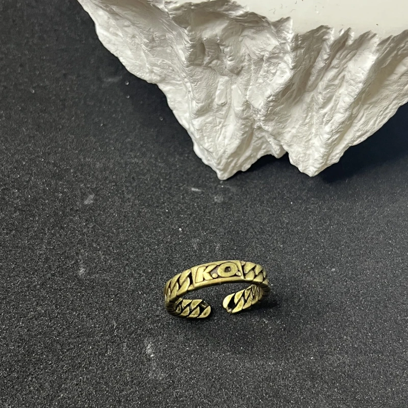 Кольца из черного золота в стиле ретро с буквой KO для мужчин и женщин