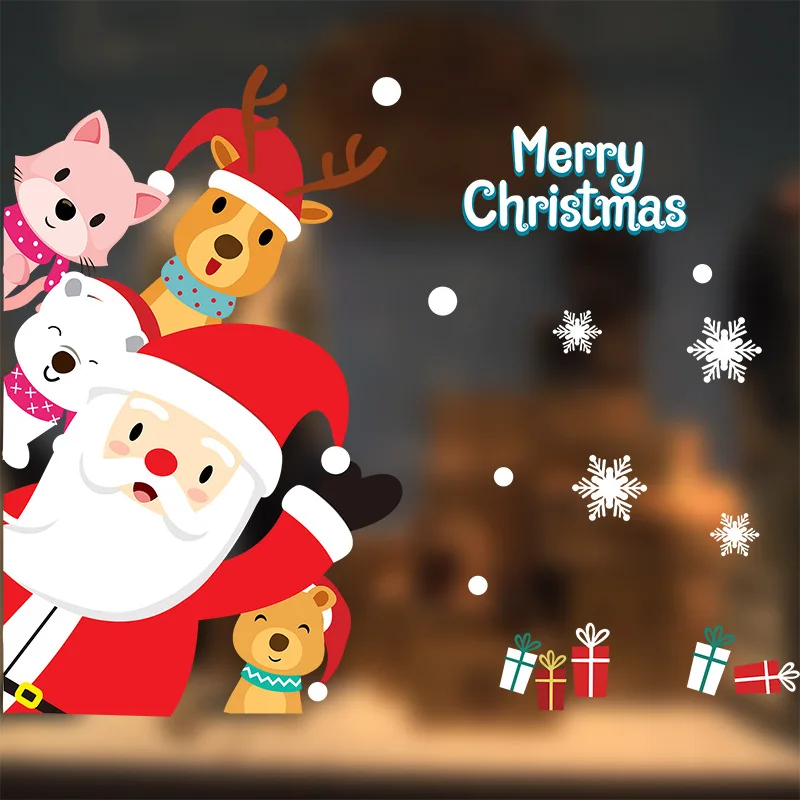 

Christmas Electrostatic Stickers Xmas Glass Stickers Shopping Mall Navided Window Stickers 2023 Noel Mirror Stickers For Home