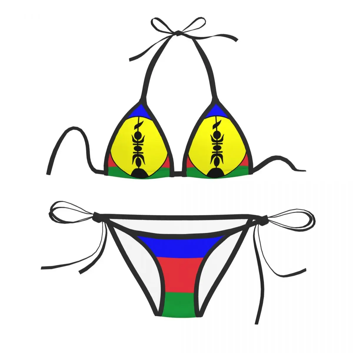 

Bikini Set Swimwear Women Swimsuit Sexy Push Up Swimming Bathing Suit New Caledonia Flag Beachwear Summer Brazilian