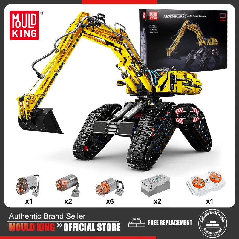 

MOULD KING 17018 Technical Car Building Sets All Terrain Excavator Clawler Truck Bricks Toys RC Engineering Vehicle For Boys