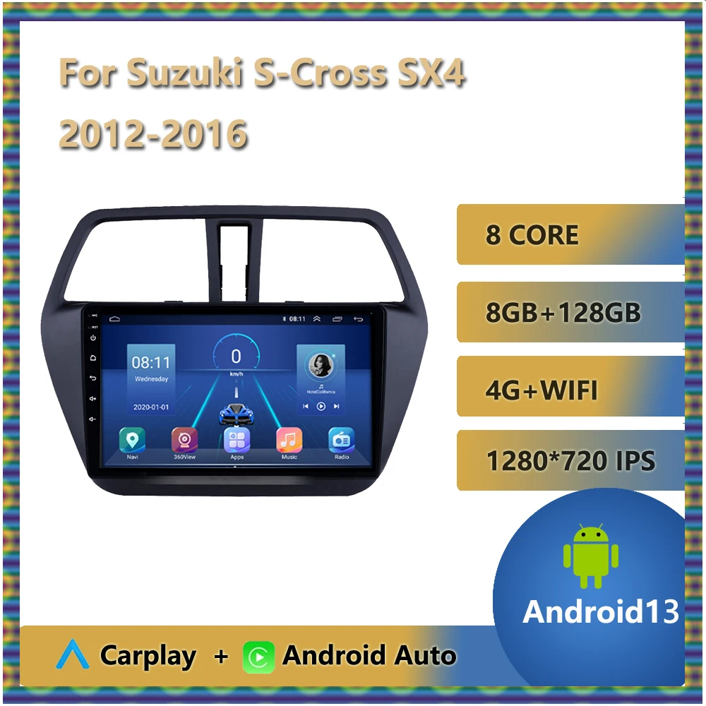 Для Suzuki S-Cross SX4 2012-2016 Автомобильный радиоприемник 2 din Android 13 Беспроводной Carplay