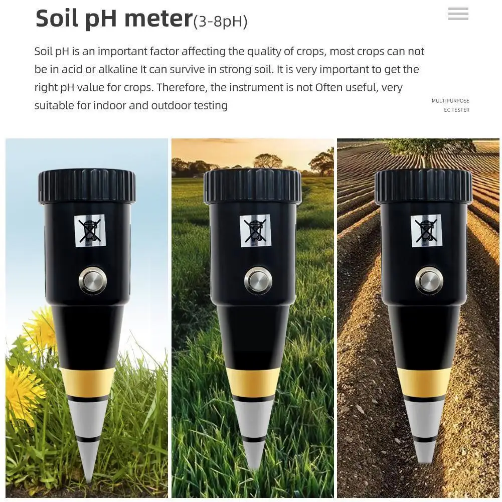 

High-precision Two-in-one Soil Tester Acidity Meter Soil PH Humidity Flower Nursery Meter EC Soil Orchard Tester D3V4