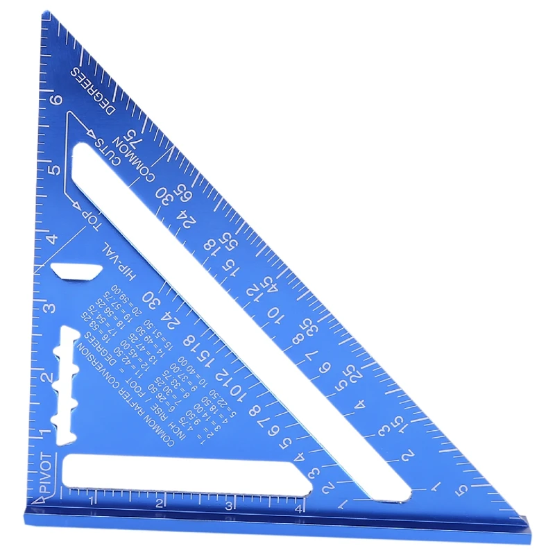 

90 Degree Triple-Cornered Ruler Aluminum Alloy Angle Ruler Inch For Carpenter's Workshop 7 Inch Square Layout Tool