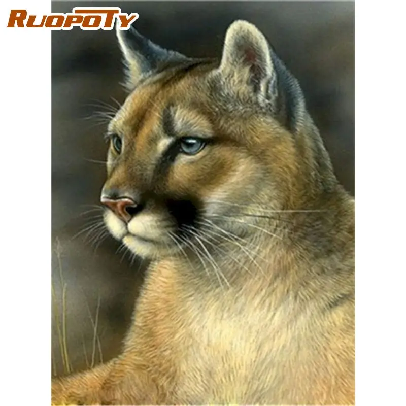 

RUOPOTY Oil Painting Lion Animals Drawing On Canvas HandPainted Art Gift DIY Pictures Coloring By Number Home Decoration